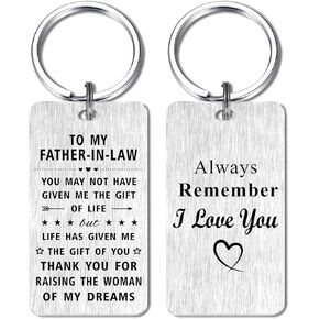 Father In Law Gifts Keychain, Father-in-Law Wedding Gifts from Bride, Thank You Father-in-Law Birthday Gifts Father's Day Key Chain, I Love Father In Law