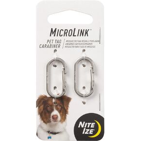Nite Ize MicroLink Pet Tag Carabiner, Stainless Steel Cat and Dog Tag Clip, 2 Count (Pack of 1)