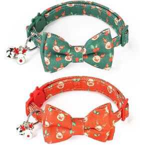 SuperBuddy Cat Collars Breakaway with Cute Bow Bell - 2 Pack Kitten Collar Plaid Cat Collar with Removable Bowtie Cat Collar for Cats Kittens…