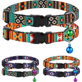 Cat Collar Breakaway 2PCS Adjustable Pattern Tribal Aztec Southwest Safety Pet Collars for Cats Kitten (Tribal + Southwest)