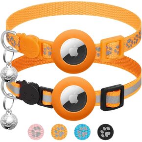 2 Pack Airtag Cat Collar Breakaway with Bell,Reflective Kitten Collar with Apple Airtag Cat Collar Holder,Adjustable 7-12In,Safety Buckle for Girl Boy Cats,Pet Supplies,Accessories,Gifts (Pink)