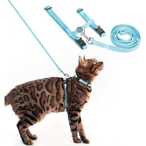PUPTECK Adjustable Cat Harness and Leash Set Escape Proof Kitten Strap Collar for Walking Travel, Black
