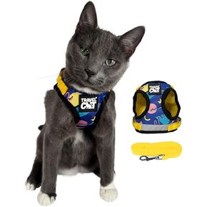 Travel Cat Harness and Leash Set - Adjustable Fit Mesh Cat Harness and Reflective Strap - Comfort Escape Proof Harness for Cats, Kitten for Outdoor Walking, Hiking (Small, Black)
