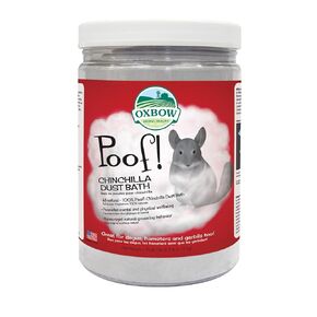 Oxbow Poof! حمام غبار Chinchilla ، غبار جمال أزرق طبيعي 100 ٪ لشينشيلات ، ديجوس ، جيربيل ، والهامستر ، والاستمالة على الحيوانات الصغيرة ، ومسحوق الغبار الطبيعي ، 2.5 رطل جرة