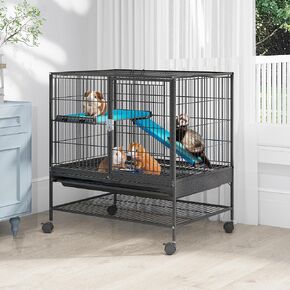 YITAHOME Metal 2-Tiers Small Animal Cages for Adult Rats Ferret Chinchilla Guinea Pig Large Hamster Indoor Critter Nation Cage Single-Story