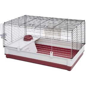 MidWest Homes for Pets 158 Wabbitat Deluxe Rabbit Home, Rabbit Cage, 39.5 L x 23.75 W x 19.75 H Inch, Maroon/White