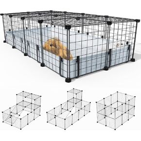 BUCATSTATE 20 Panels Guinea Pigs Cages, Small Animal Cage with Waterproof Mat, 47" L*24" W*12" H Metal Hedgehog Cage with Door, C&C Cage for Guinea Pigs, Bunny, Hedgehogs, Chinchillas