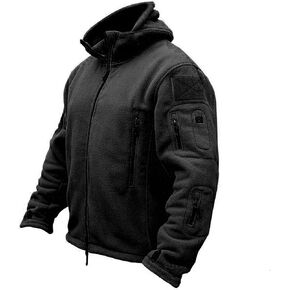 Mens Tactical Jacket Hoodie Winter Warm Military Sport Long Sleeve Fleece Coats Black XXXL