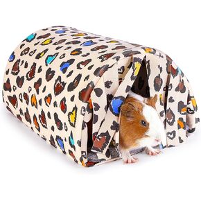 Guinea Pig Hideout Washable Guinea Pig Tunnel with Curtains Hamster Hideout Cozy Guinea Pig House Fit for Guinea Pig Cages Soft Guinea Pig Accessories for Small Animals Hamster/Chinchilla/Bunny