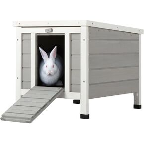 CO-Z Outdoor Cat House Weatherproof Rabbit Hutch Hideout Indoor Bunny Cage, Wooden Outside Shelter for Feral Cats, Rabbits, Chicken, Small Animal, Ideal for Guinea Pigs Pigeons Ducks Tortoises, White