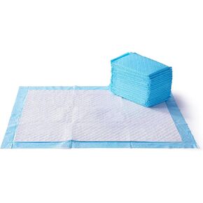 Amazon Basics Dog and Puppy Pee Pads with Leak-Proof Quick-Dry Design for Potty Training, Standard Absorbency, Regular Size, 22 x 22 Inches, Pack of 100, Blue & White