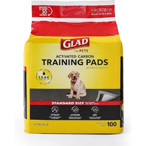 Glad for Pets Activated Charcoal Dog Training Pads, Small Size 17.5" x 23.5" Odor Absorbing, Pee Pads for Dogs Perfect for Training New Puppies, Charcoal, 120 Count (Pack of 2)