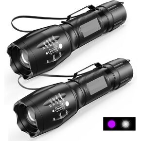 UV Flashlight, Portable Blacklight Flashlight, LED Torch with White and Ultraviolet Light Combo, Black Light Pet Urine Detector for Dog Cat Pee, ID Check, AC Leak, Bed Bug, Rocks, Resin