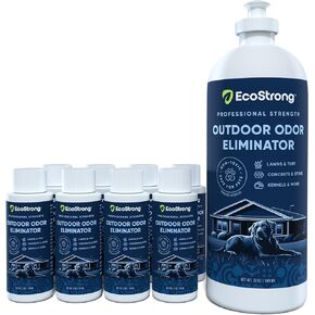 Eco Strong Outdoor Odor Eliminator | Outside Dog Urine Enzyme Cleaner – Powerful Pet, Cat, Animal Scent Deodorizer | Professional Strength for Yard, Turf, Kennels, Patios, Decks (Gallon with Sprayer)