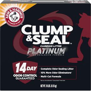 ARM & HAMMER Clump & Seal Platinum Multi-Cat Complete Odor Sealing Clumping Cat Litter with 14 Days of Odor Control, 37 lbs, Online Exclusive Formula