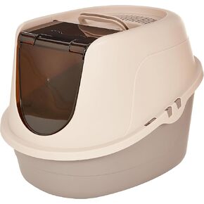 Amazon Basics No-Mess Enclosed Hooded Cat Litter Box, Standard, Multicolor, 21 in x 16 in x 15 in