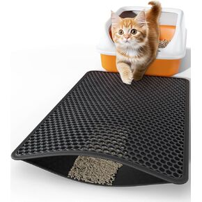 Cat Litter Mat - 23.2" x 14.6" Small Litter Box Mat with Double Layers, Urine-Proof and Non-Slip Litter Trapping Mat, Easy to Clean Kitty Litter Mats for Floor, Scatter Control, Grey
