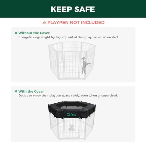 FXW Mesh Top Cover متخصصة لـ FXW Dog Playpen (غير مناسبة للعلامات التجارية الأخرى) ، يناسب FXW 32 "/40"/45 "H 8 لوحات HomePlus/Rollick/Instant Dog Playpen│patent المعلقة (Playpen غير متضمن)) in Kuwait
