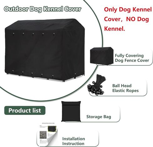 Outdoor Dog Kennel Cover 8'Dx4'Wx6'H Full Coverage Windproof Anti-UV.with Transparent PVC Window and Breathable Mesh.Waterproof Dog Kennel Cover for Multiple Brands of Dog Kennels,Cover Only.(Black) in Saudi Arabia