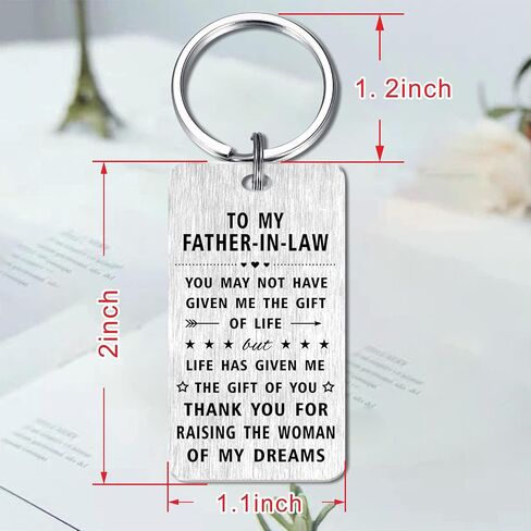 Father In Law Gifts Keychain, Father-in-Law Wedding Gifts from Bride, Thank You Father-in-Law Birthday Gifts Father's Day Key Chain, I Love Father In Law in Saudi Arabia