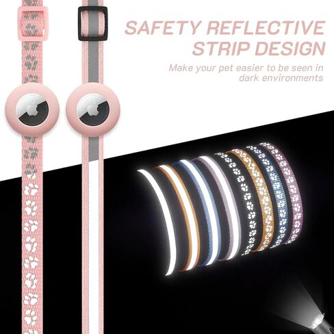 2 Pack Airtag Cat Collar Breakaway with Bell,Reflective Kitten Collar with Apple Airtag Cat Collar Holder,Adjustable 7-12In,Safety Buckle for Girl Boy Cats,Pet Supplies,Accessories,Gifts (Pink) in Saudi Arabia