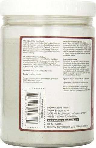 Oxbow POOF! Chinchilla Dust Bath,100% Natural Blue Beauty Dust for Chinchillas, Degus, Gerbils, and Hamsters, Small Animal Grooming, Natural Dusting Powder, 2.5 lb Jar in Kuwait