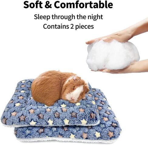 Amakunft 2 Pcs Guinea Pig Bed Mat Washable, Rabbit Winter Bed Pad for Indoor, Warm Small Animal Bed Mattres, Fleece Sleeping Pad for Bunny, Rat, Hedgehog, Sugar Glider, Chinchilla in Saudi Arabia
