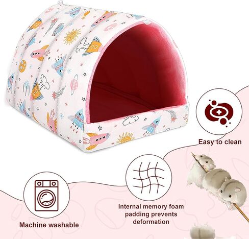 UPINS 2 Pack Guinea Pig Hideout,Guinea Pig Bed Washable Small Animal House Cage Accessories for Mouse Chinchillas Hamsters Hedgehogs Ferrets Bearded Dragons and Rats in Kuwait
