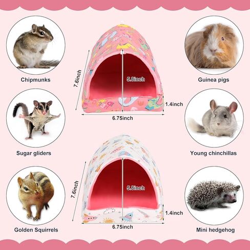 UPINS 2 Pack Guinea Pig Hideout,Guinea Pig Bed Washable Small Animal House Cage Accessories for Mouse Chinchillas Hamsters Hedgehogs Ferrets Bearded Dragons and Rats in Kuwait