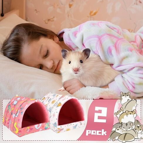 UPINS 2 Pack Guinea Pig Hideout,Guinea Pig Bed Washable Small Animal House Cage Accessories for Mouse Chinchillas Hamsters Hedgehogs Ferrets Bearded Dragons and Rats in Kuwait