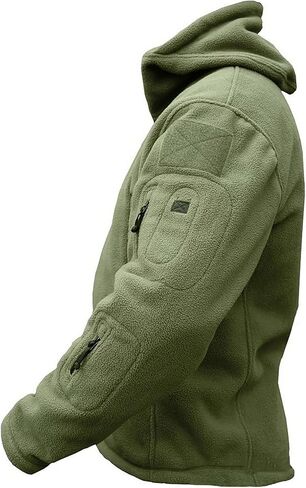 Mens Tactical Jacket Hoodie Winter Warm Military Sport Long Sleeve Fleece Coats Black XXXL in Saudi Arabia