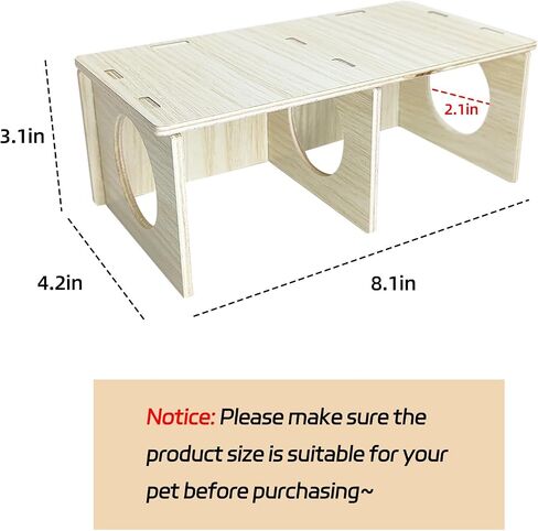 Hamiledyi Wooden Hamsters 2-Chamber Hideout-Tunnel Multi Chamber Exploring Toy Hamster Exploring Labyrinth Tunnel Toy for Hamsters Mice in Saudi Arabia