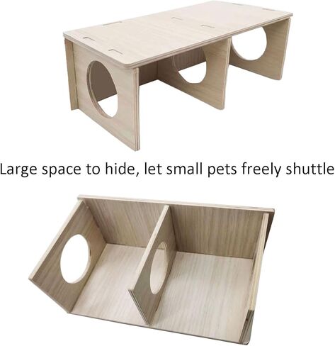 Hamiledyi Wooden Hamsters 2-Chamber Hideout-Tunnel Multi Chamber Exploring Toy Hamster Exploring Labyrinth Tunnel Toy for Hamsters Mice in Saudi Arabia