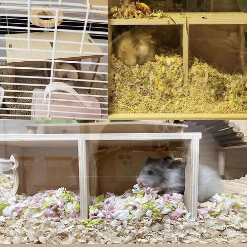 Hamiledyi Wooden Hamsters 2-Chamber Hideout-Tunnel Multi Chamber Exploring Toy Hamster Exploring Labyrinth Tunnel Toy for Hamsters Mice in Saudi Arabia