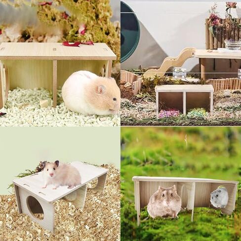 Hamiledyi Wooden Hamsters 2-Chamber Hideout-Tunnel Multi Chamber Exploring Toy Hamster Exploring Labyrinth Tunnel Toy for Hamsters Mice in Saudi Arabia