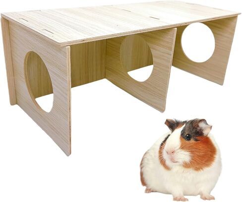 Hamiledyi Wooden Hamsters 2-Chamber Hideout-Tunnel Multi Chamber Exploring Toy Hamster Exploring Labyrinth Tunnel Toy for Hamsters Mice in Saudi Arabia