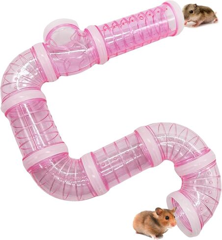 Hamster Tunnel Tube Toy Pet DIY Assorted Toy Transparent Adventure Pipe Playground Excercise Set for Mouse Hamster and Other Small Animals (Orange) in Saudi Arabia