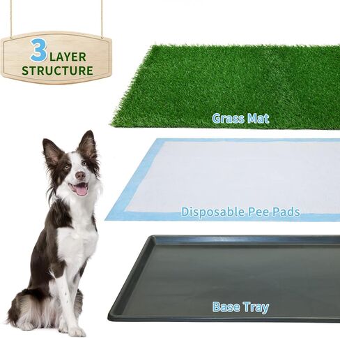 Dog Grass Pad with Tray,35.5" x 23.6" Indoor Dog Potty System 2 Pics Replacement Artificial Grass Mats-5 Pics Disposable Puppy Pads,for Puppy Training Apartment,Balcony and Apartment Use in Saudi Arabia