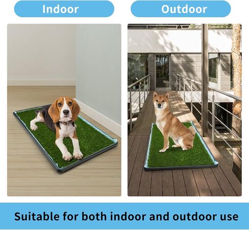Dog Grass Pad with Tray,35.5" x 23.6" Indoor Dog Potty System 2 Pics Replacement Artificial Grass Mats-5 Pics Disposable Puppy Pads,for Puppy Training Apartment,Balcony and Apartment Use in Saudi Arabia
