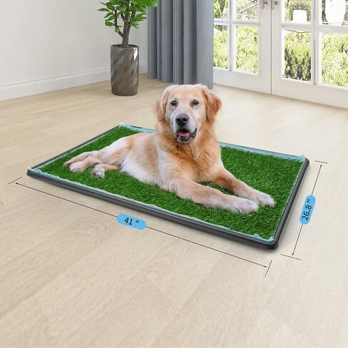 Dog Grass Pad with Tray,35.5" x 23.6" Indoor Dog Potty System 2 Pics Replacement Artificial Grass Mats-5 Pics Disposable Puppy Pads,for Puppy Training Apartment,Balcony and Apartment Use in Saudi Arabia