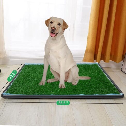 وسادة عشب الكلب مع صينية ، 35.5 "× 23.6" نظام قعادة الكلاب الداخلي 2 صور استبدال الحصير الاصطناعي-5 صور جرو يمكن التخلص منها ، لشقة تدريب الجرو ، الشرفة واستخدام الشقة in Kuwait