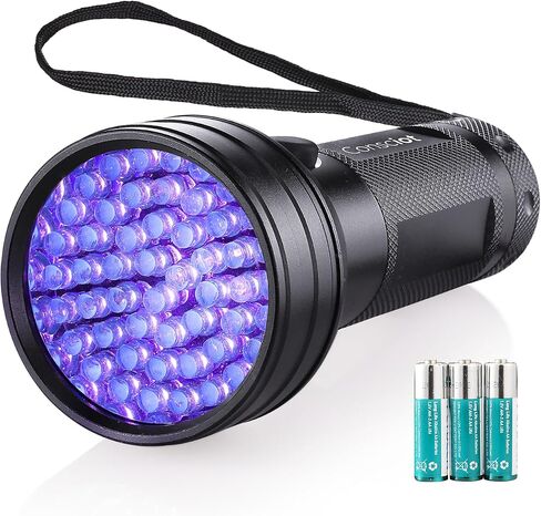 UV Flashlight Black Light, Consciot 51 LED 395nm Ultraviolet Blacklight, Portable Torch Light Pet Urine Detector for Dog/Cat Urine, Dry Stains, Bed Bug, Resin Curing, Matching with Pet Odor Eliminator in Saudi Arabia