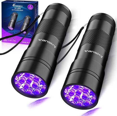 Vansky Black Light UV Flashlight Blacklight 12 LED Urine Detector for Dog/Cat/Pet Urine & Dry Stains and Bed Bug On Carpets/Rugs/Floor,Matching with Pet Odor Eliminator in Kuwait