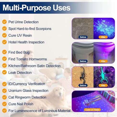 Vansky Black Light UV Flashlight Blacklight 12 LED Urine Detector for Dog/Cat/Pet Urine & Dry Stains and Bed Bug On Carpets/Rugs/Floor,Matching with Pet Odor Eliminator in Kuwait