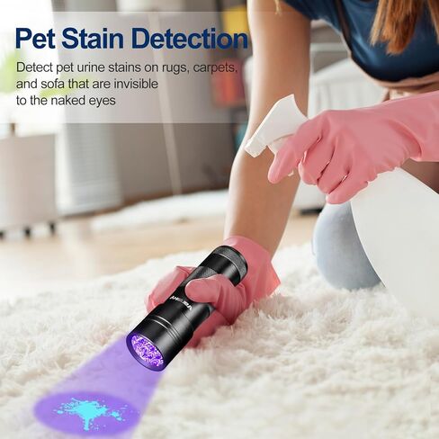 Vansky Black Light UV Flashlight Blacklight 12 LED Urine Detector for Dog/Cat/Pet Urine & Dry Stains and Bed Bug On Carpets/Rugs/Floor,Matching with Pet Odor Eliminator in Kuwait