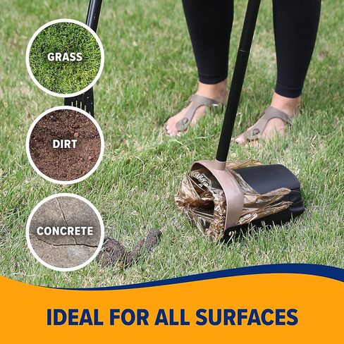 الذراع والمطرقة الكلب pooper مغرفة دوار بن و Rake ، مغرفة أنبوب للكلاب ، الأسود (2 أكياس النفايات المعطرة الثقيلة) in Kuwait