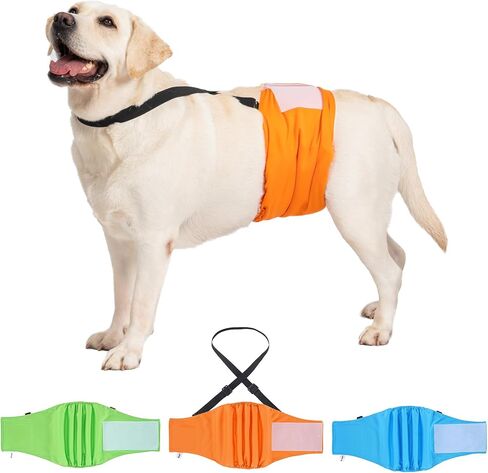 3 Pack Avont Dog Belly Bands Diapers Male with 1 Detachable Suspender, Reusable Washable Boy Doggie Pee Wraps with Harness, Separable Shoulder Strap Escape Proof & Non-Slip -3 Black L in Kuwait