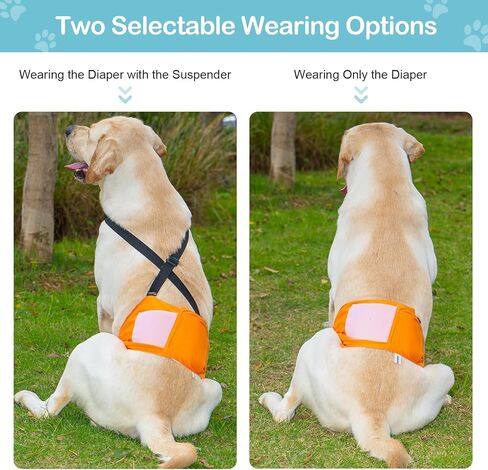 3 Pack Avont Dog Belly Bands Diapers Male with 1 Detachable Suspender, Reusable Washable Boy Doggie Pee Wraps with Harness, Separable Shoulder Strap Escape Proof & Non-Slip -3 Black L in Kuwait