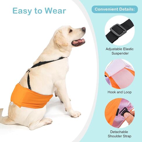 3 Pack Avont Dog Belly Bands Diapers Male with 1 Detachable Suspender, Reusable Washable Boy Doggie Pee Wraps with Harness, Separable Shoulder Strap Escape Proof & Non-Slip -3 Black L in Kuwait