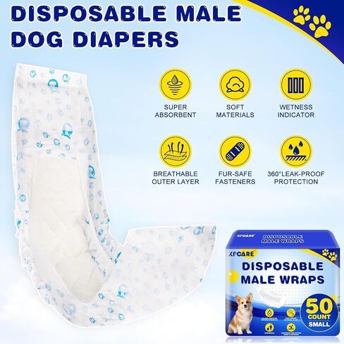 XPCARE 50 Count Disposable Dog Diapers Male with Wetness Indicator(Medium) in Saudi Arabia